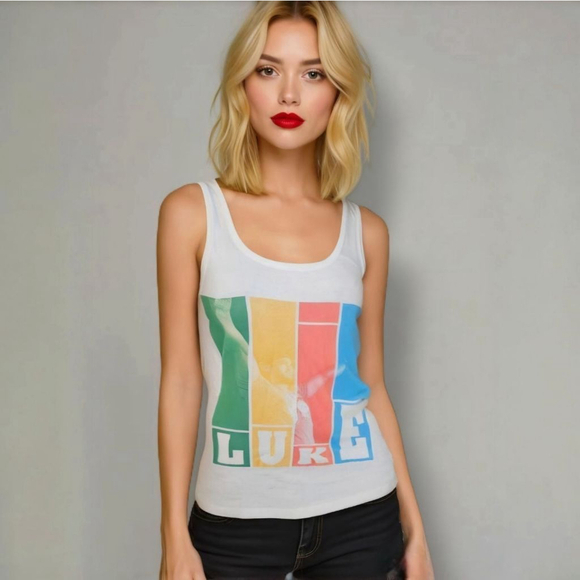 Next Level Apparel Large White Luke Bryan Kick the Dust Up Tour Tank Top - Picture 9 of 9